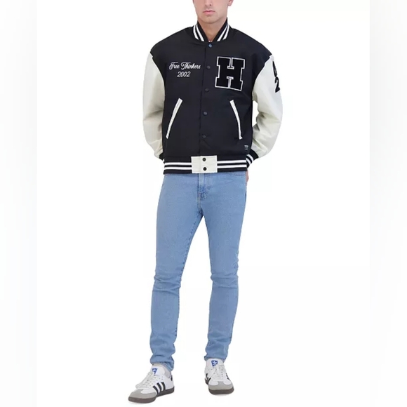 {Hudson} Jeans Black and Cream Varsity Jacket - Sizs XL - Picture 17 of 17